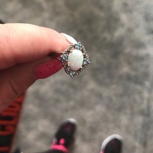 Beautiful blue topaz n opal ring